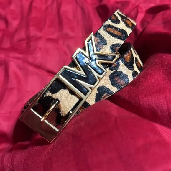 Michael Kors Animal Print Leather Belt Size M - Picture 2 of 5